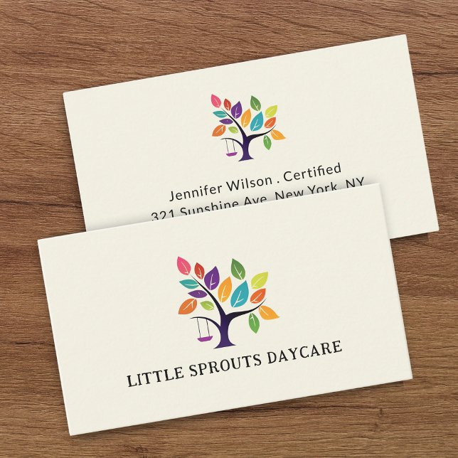 Child Daycare Childcare Service Tree Logo Visitenkarte (Von Creator hochgeladen)