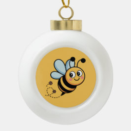 Child-Friendly Bee Mascot with Dotted Trail Keramik Kugel-Ornament