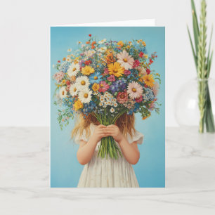 Child Holding a Lush Wildblume Bouquet Einladung