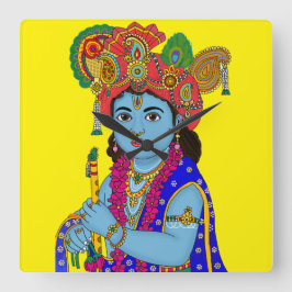 Child Krishna Wall Clock Quadratische Wanduhr