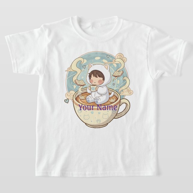Child Name Cat Kids T-Shirt for Boys Girls School (Ablage )
