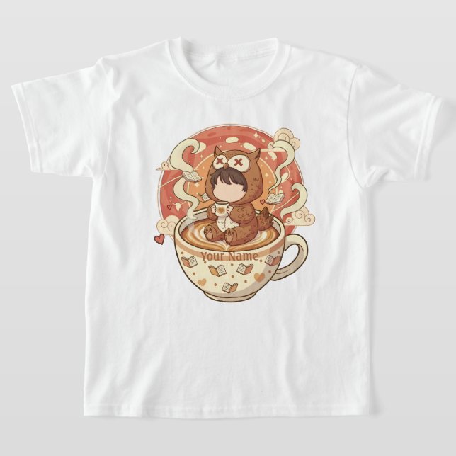 Child Name Owl Kids T-Shirt for Boys Girls School (Ablage )