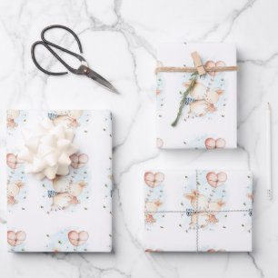 Child Valentine Bunny Heart Ballons Geschenkpapier Set