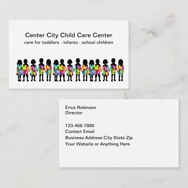 Childcare Center Theme Business Cards  Visitenkarte (Vorne/Hinten)