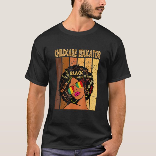 Childcare Educator Afro African American Black His T-Shirt (Vorderseite)