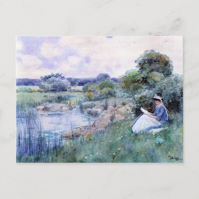 Childe Hassam - Lesen von Frauen Postkarte (Vorderseite)