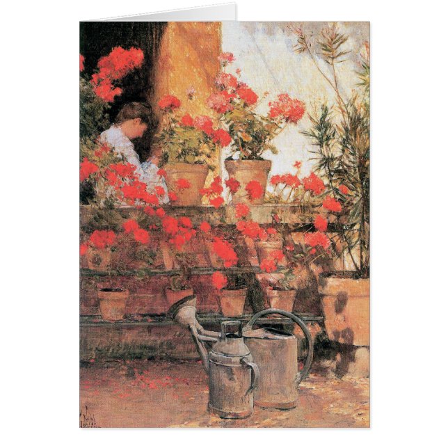 Childe Hassam - rote Pelargonien (Vorne)