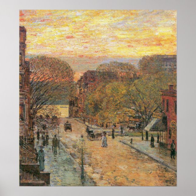 Childe Hassam-West 78th Street im Frühjahr Poster (Vorne)