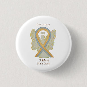 Childhood Brain Cancer Angel Awareness Ribbon Pins Button