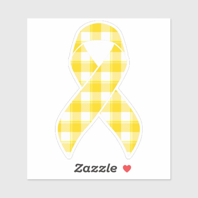 Childhood Cancer Awareness Plaid Gold Ribbon Aufkleber
