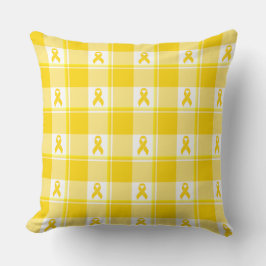 Childhood Cancer Awareness Plaid Gold Ribbon Kissen