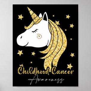 Childhood Cancer Awareness Unicorn Ribbon Twinkle Poster