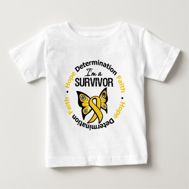 Childhood Cancer Survivor Hope Determination Faith Baby T-shirt (Vorderseite)