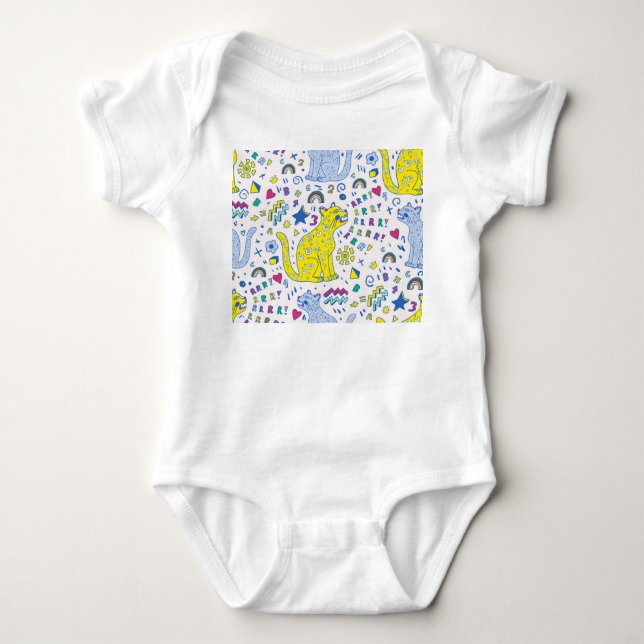 Childisch-Tiger und Regenbogenmuster Baby Strampler (Vorderseite)
