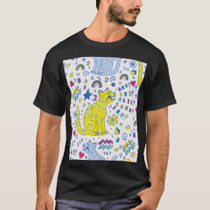 Childisch-Tiger und Regenbogenmuster T-Shirt
