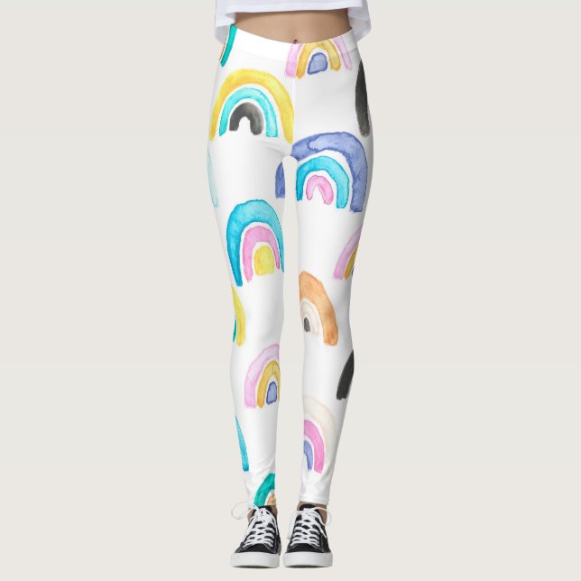 Childischer Regenbogen, Wasserfarbe Kindermuster. Leggings (Vorderseite)
