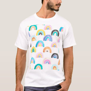 Childischer Regenbogen, Wasserfarbe Kindermuster. T-Shirt
