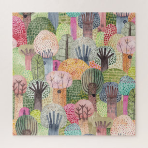 Childischer Wald: Niedlicher Aquarellplatz. Puzzle