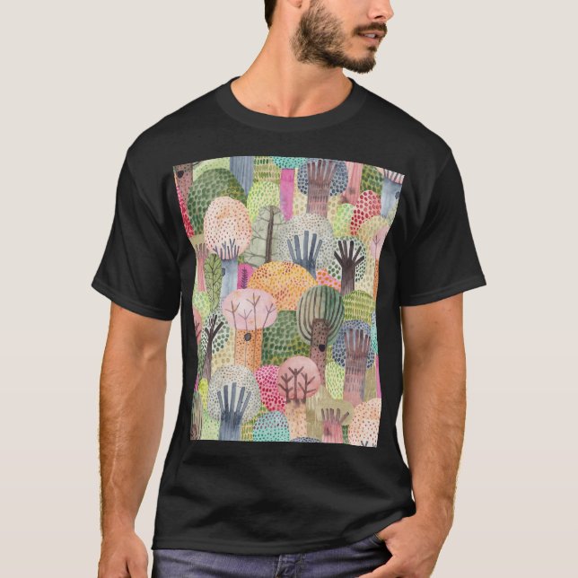 Childischer Wald: Niedlicher Aquarellplatz. T-Shirt (Vorderseite)