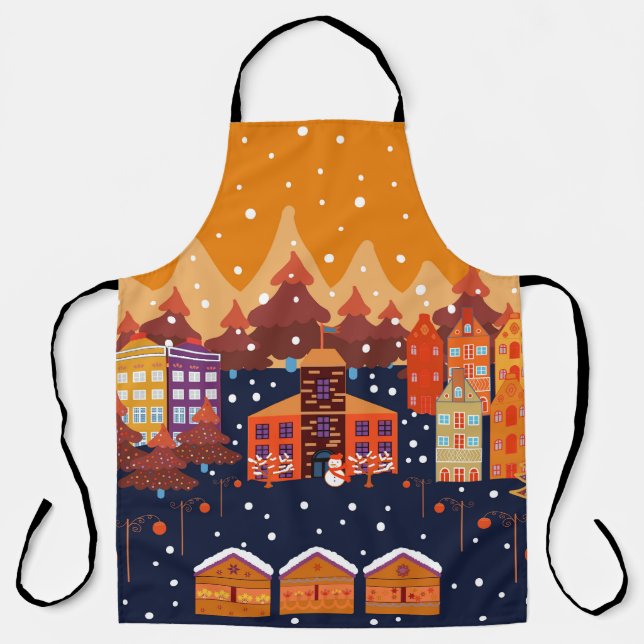 Childish House Trees skandinavisches Muster Schürze (Vorderseite)