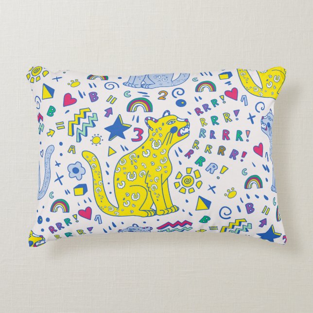 childish pattern with tiger,letters,rainbows,numbe dekokissen (Vorderseite)