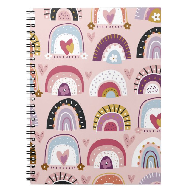 Childish Rainbows Blume Herz-Muster Notizblock (Vorderseite)