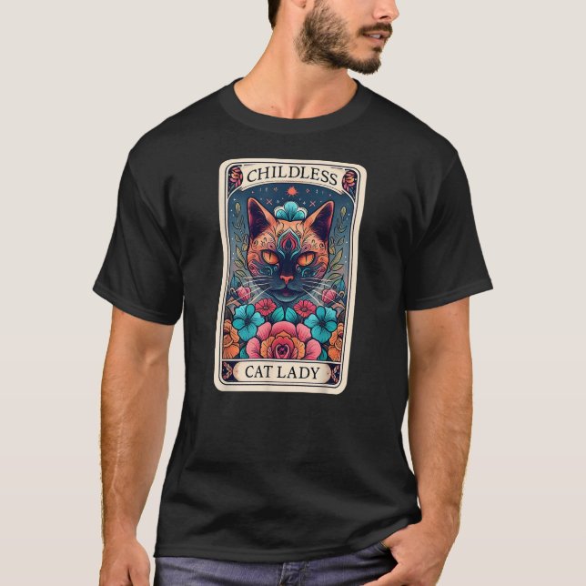 Childless Cat Lady Tarot Card T-Shirt (Vorderseite)