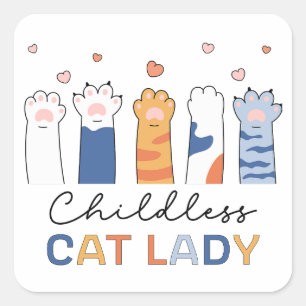 Childless Cat Lady Voting Kamala Harris Präsident Quadratischer Aufkleber