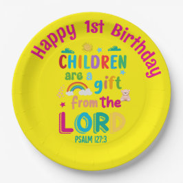 "Children Are a Gift from the Lord" Custom yellow Pappteller