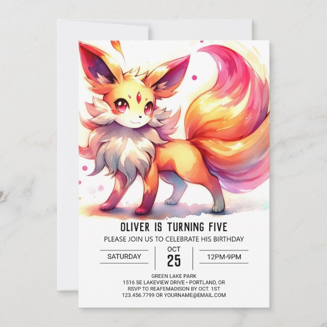 Children Chic Fox Geburtstag Einladung (Vorderseite)