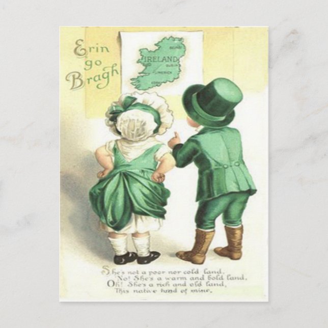 Children Irish Map Erin Go Bragh Postkarte (Vorderseite)