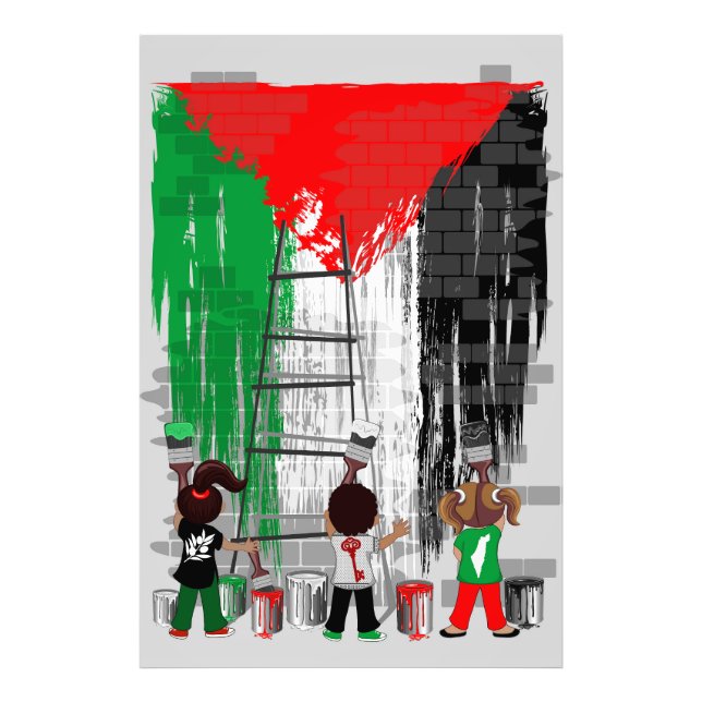 Children of Gaza Painting Palestine Flag  Fotodruck (Vorne)
