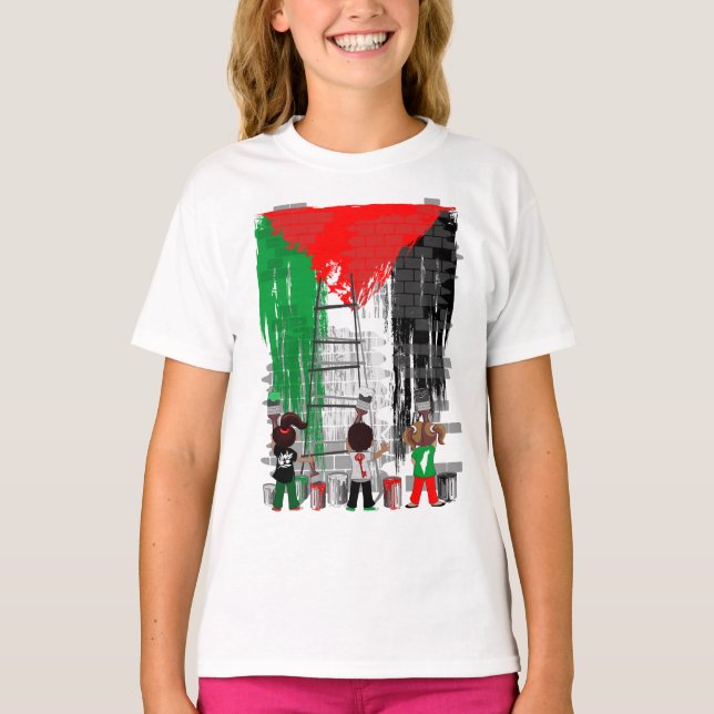 Children of Gaza Painting Palestine Flag  T-Shirt (Vorderseite)