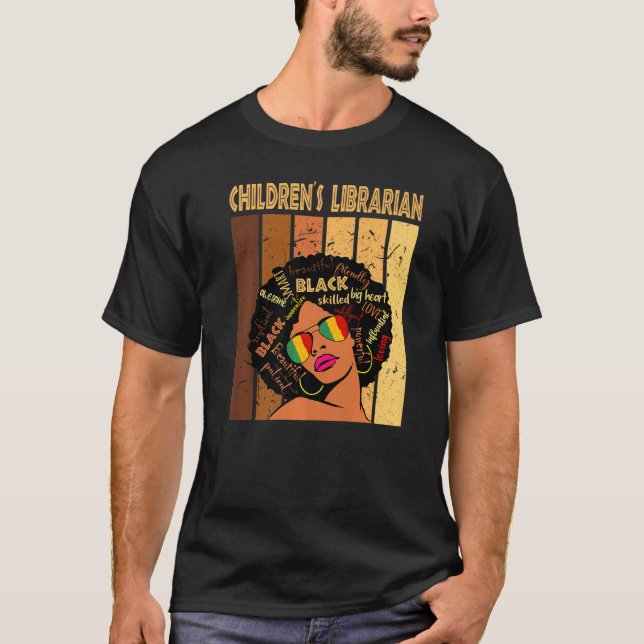Children S Librarian Afro American Black H T-Shirt (Vorderseite)
