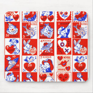 Children Valentine Gruß Hugs Kisses Red White Mousepad