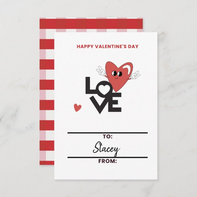 Children Valentine Red Heart Card (Vorne/Hinten)