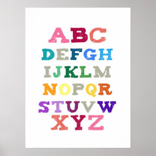 Children's Alphabet Art - Pink Tones Poster