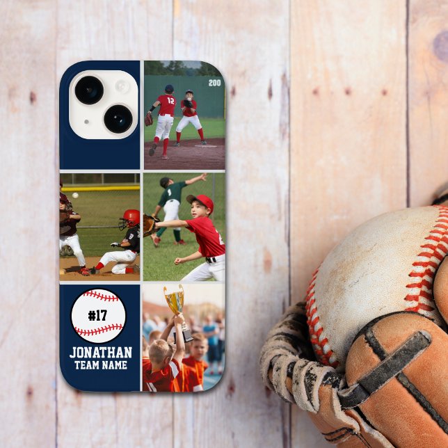 Children's Baseball Team Photo Collage Blue Case-Mate iPhone Hülle (Von Creator hochgeladen)