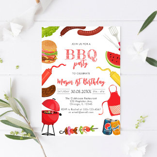Children's BBQ Birthday Invitation Einladung