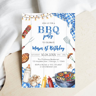 Children's BBQ Birthday Invitation Einladung