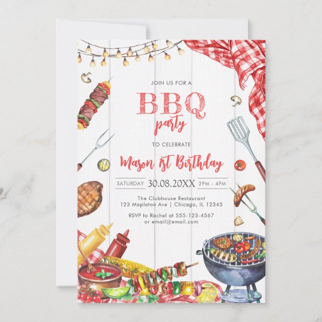 Children's BBQ Birthday Invitation Einladung (Vorderseite)