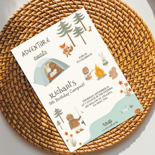Children's birthday Invitation in camping vibes  Einladung (Von Creator hochgeladen)