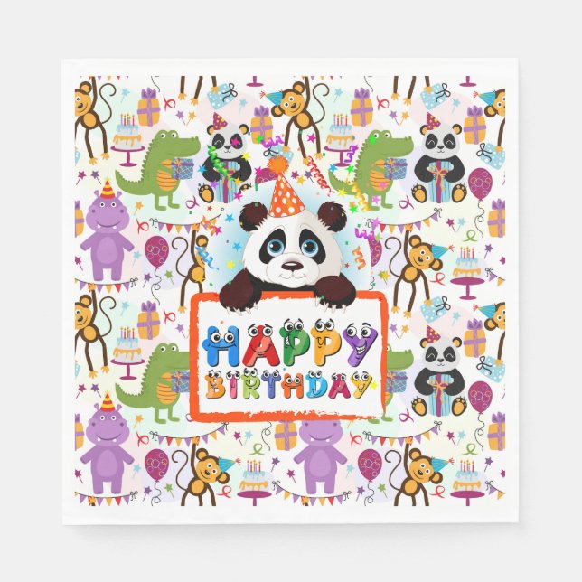 Childrens Happy Birthday Serviette (Vorderseite)