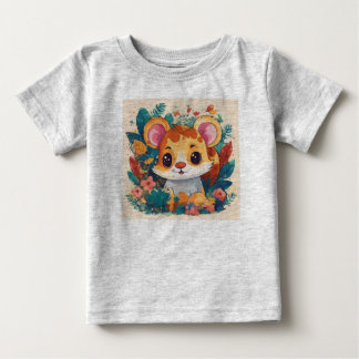 Children's playful animal project t-shirt, vector. baby t-shirt