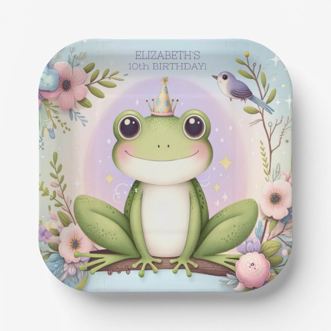 Children's Princess Frog Niedliche Geburtstag Part Pappteller (Vorderseite)
