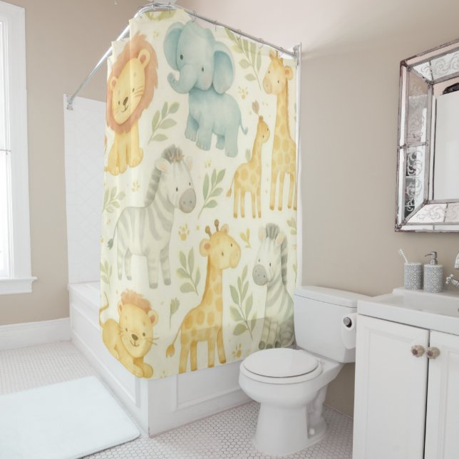 Children's Safari Baby Animal Shower Curtain Duschvorhang (Beispiel)