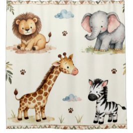 Children's Safari Baby Animal Shower Curtain Duschvorhang