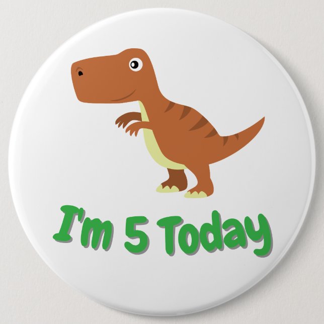 Childrens T-rex Dinosaur Birthday Individuelle Nam Button (Vorderseite)