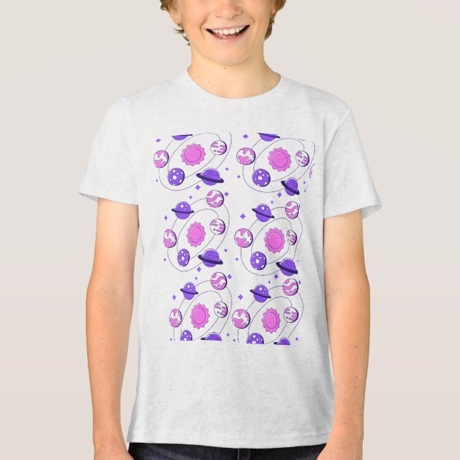 Children's t-shirt design with planet names Tri-Blend shirt (Vorderseite)