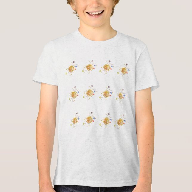 Children's t-shirt design with planet names Tri-Blend shirt (Vorderseite)